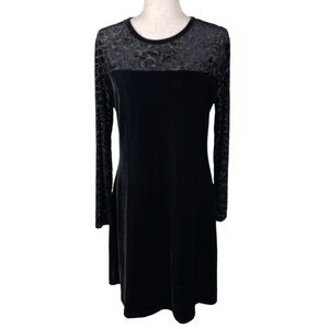 Vintage Y2K Jacquline Ferrar Black Velvet Burnout Midi Dress Size 10 Whimsigoth